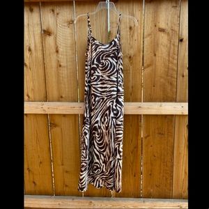 Animal Print Midi Satin Slip